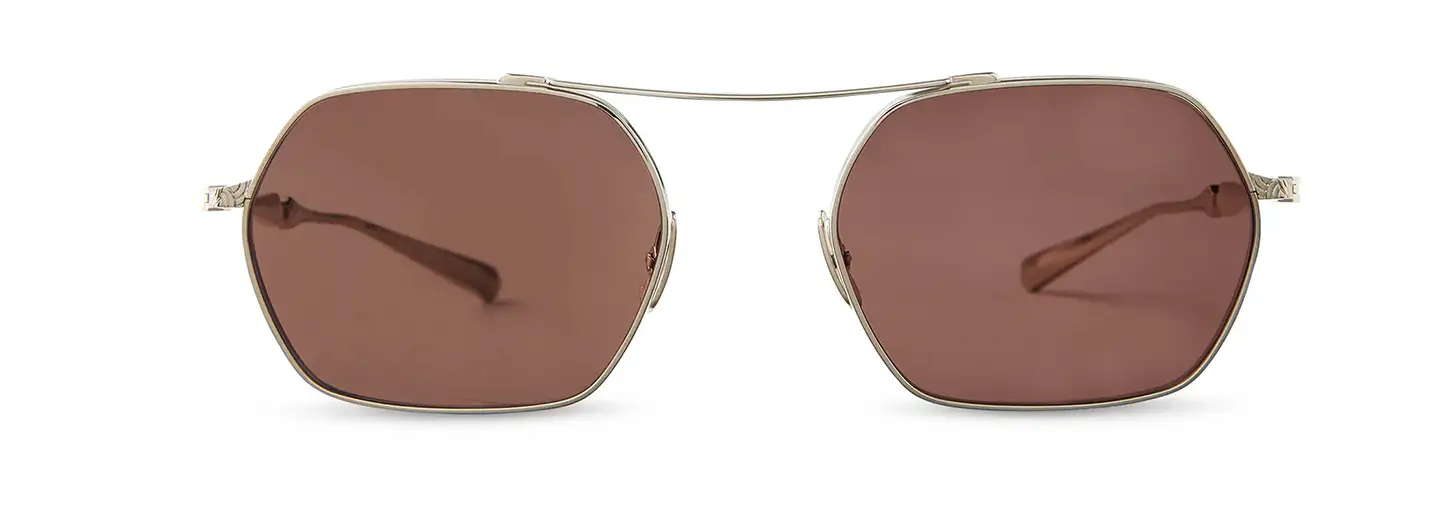 Mr. Leight sunglasses Ryder in White Gold, front.