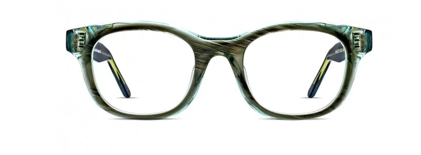 Thierry Lasry glasses Chaoty in 935 Grey Horn Teal.